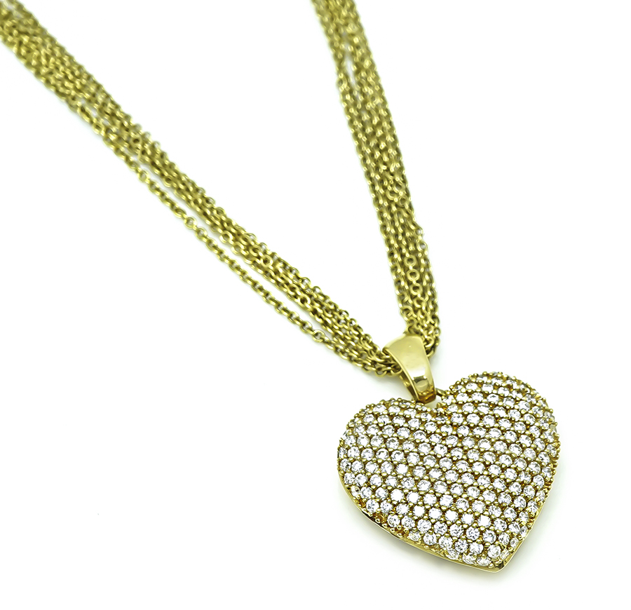 Estate 2.00ct Diamond Gold Heart Pendant Necklace