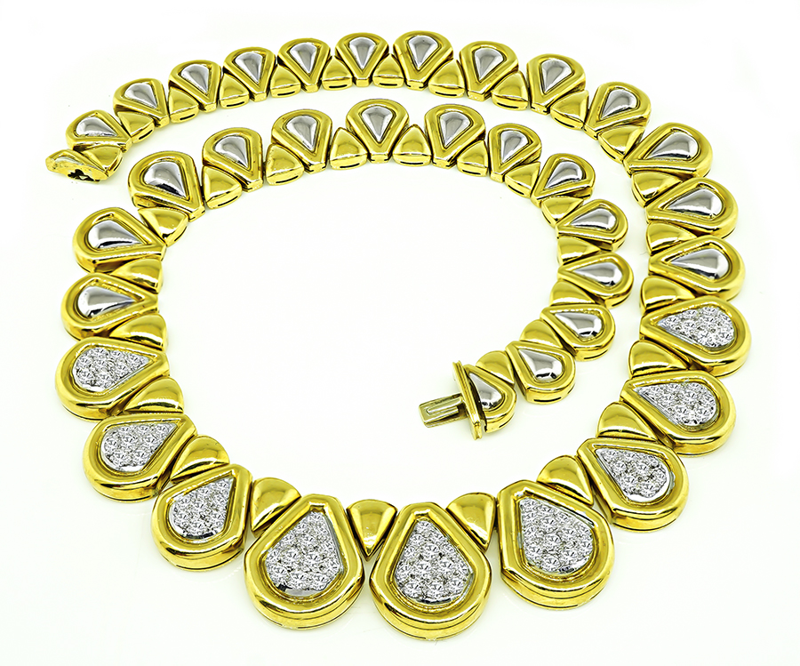 Vintage 3.40ct Diamond Gold Choker Necklace