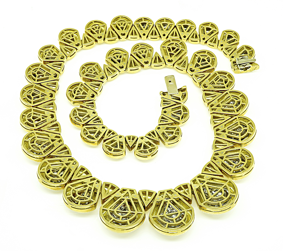 Vintage 3.40ct Diamond Gold Choker Necklace