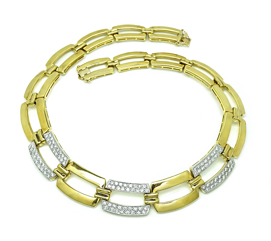 Estate 4.00ct Diamond Two Tone Gold Choker Necklace