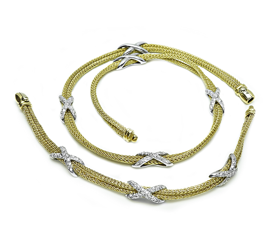 Estate 2.75ct Diamond Gold Necklace and Bracelet Set