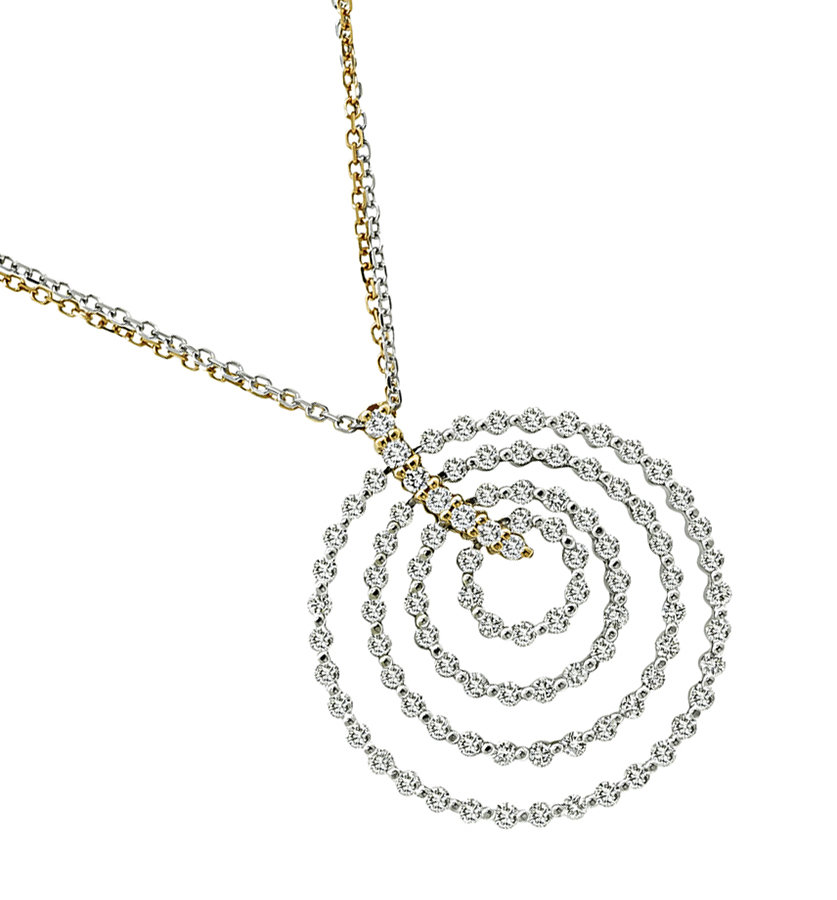 Estate 2.75ct Diamond Gold Two Tone Gold Pendant Necklace