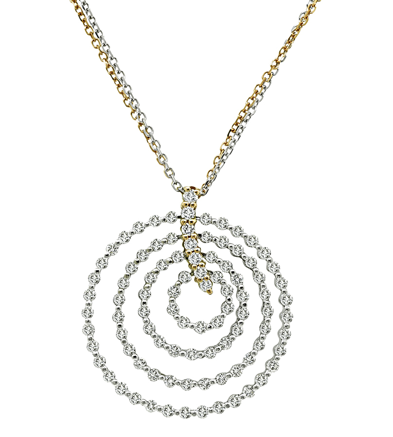 Estate 2.75ct Diamond Gold Two Tone Gold Pendant Necklace