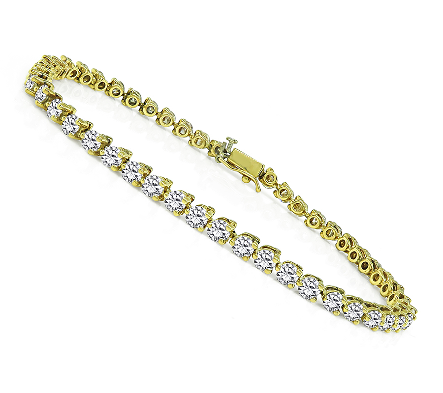 Estate 5.00ct Diamond Gold Tennis Bracelet