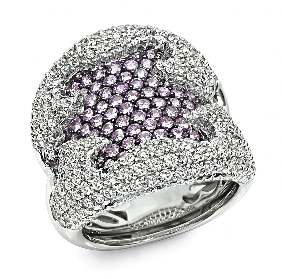 Estate 1.75ct Diamond 0.80ct Kunzite Gold Ring