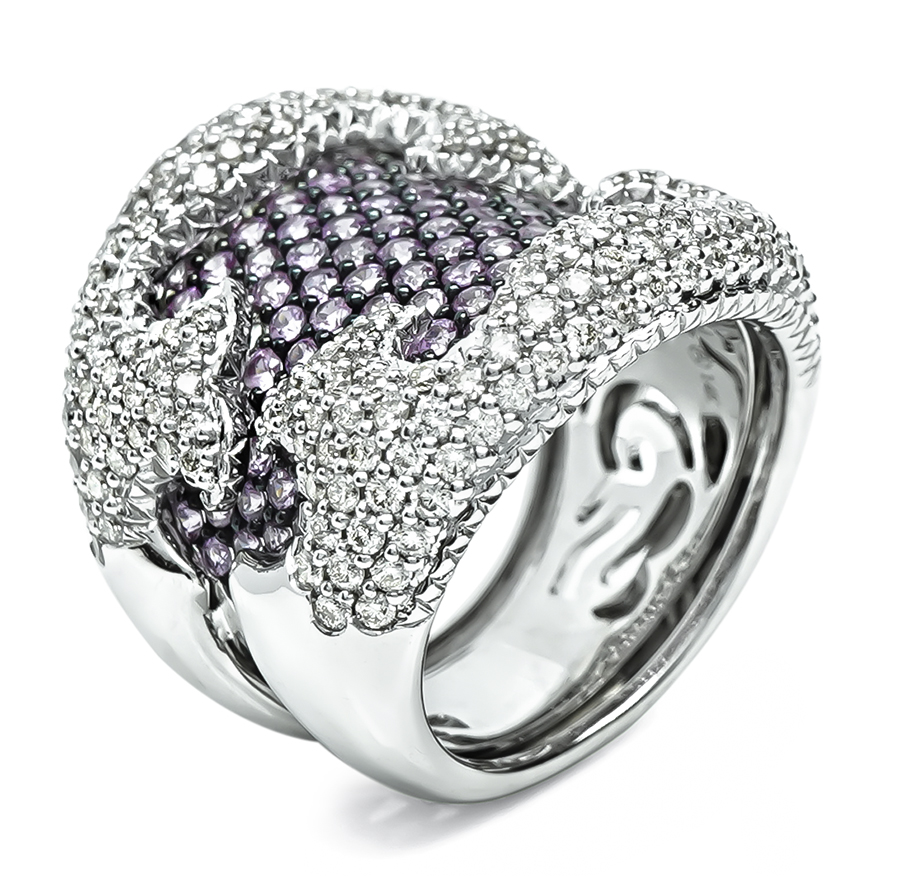 Estate 1.75ct Diamond 0.80ct Kunzite Gold Ring