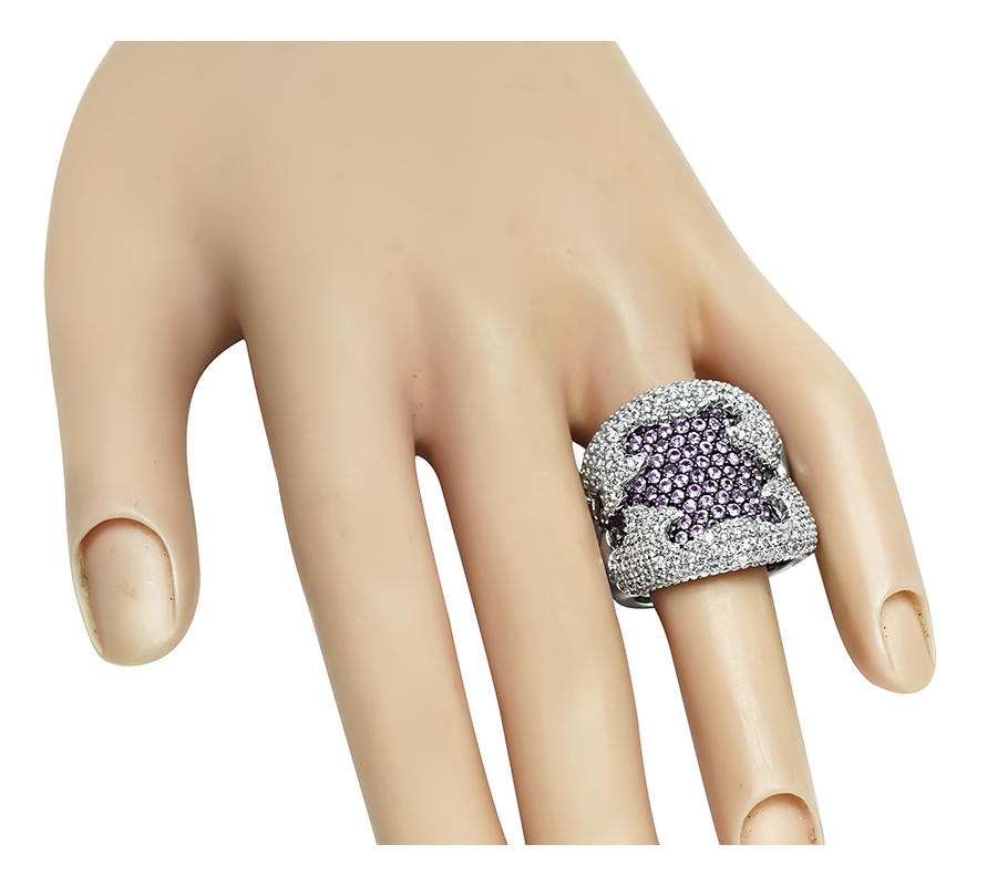 Estate 1.75ct Diamond 0.80ct Kunzite Gold Ring