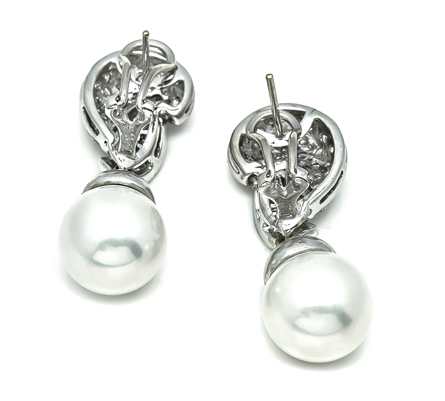Estate 3.00ct Diamond Pearl Earrings