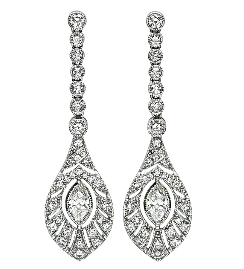 Estate 2.03ct Diamond Drop Earrings