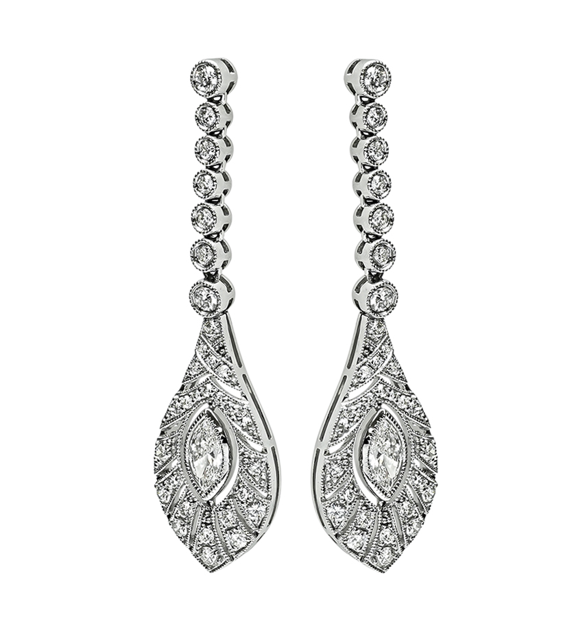 Estate 2.03ct Diamond Drop Earrings