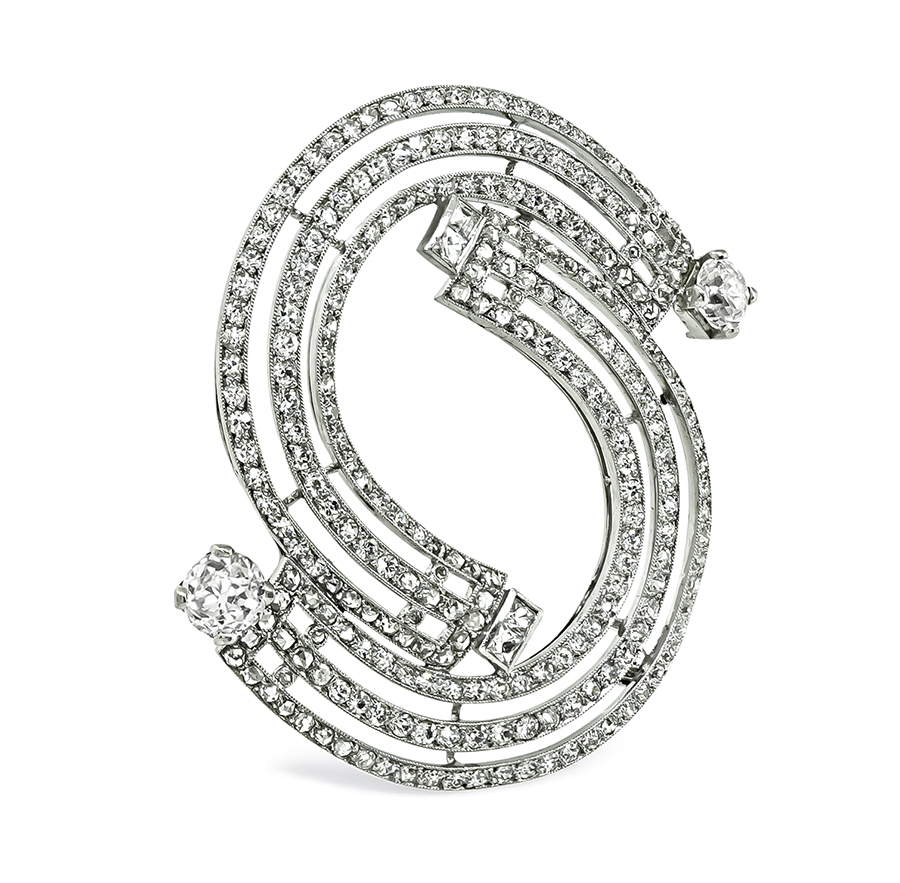 Estate 6.50ct Diamond Platinum Pin