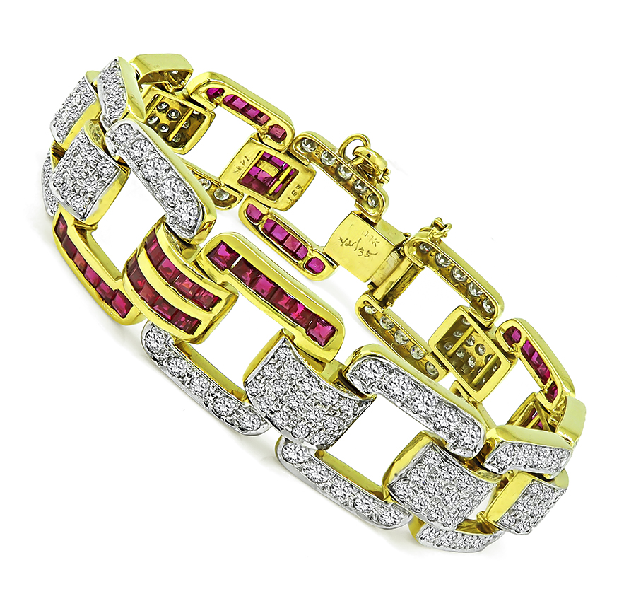 Estate 4.25ct Diamond 2.50ct Diamond Two Tone Gold Bracelet