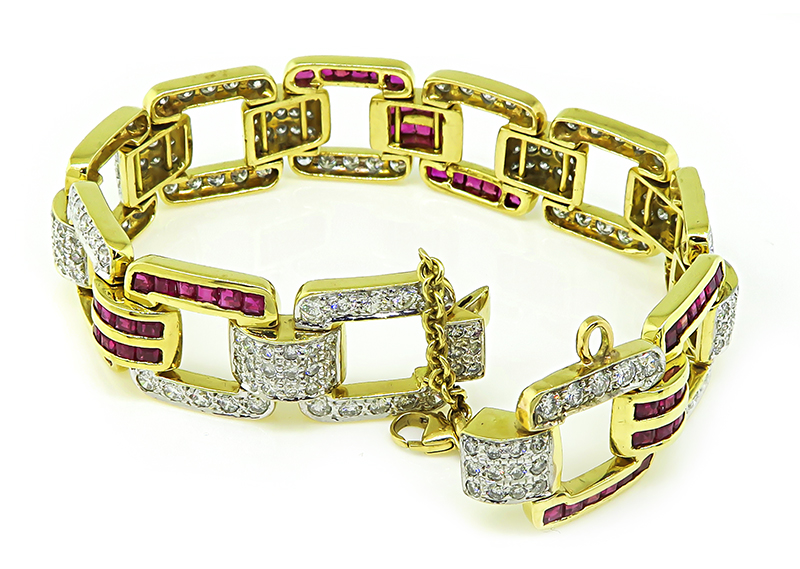 Estate 4.25ct Diamond 2.50ct Diamond Two Tone Gold Bracelet