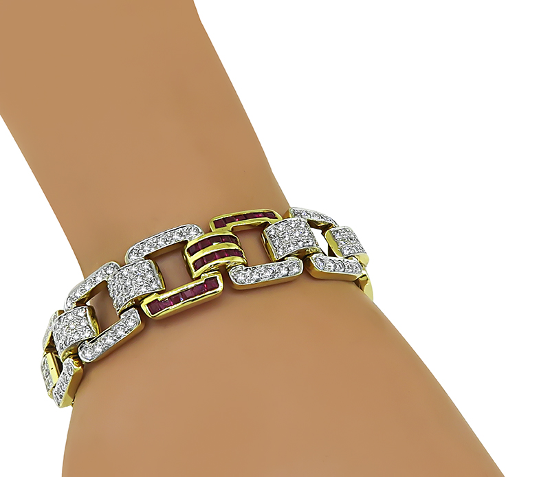 Estate 4.25ct Diamond 2.50ct Diamond Two Tone Gold Bracelet