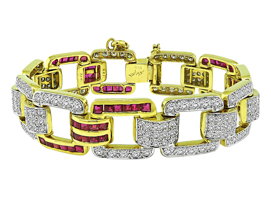 Estate 4.25ct Diamond 2.50ct Diamond Two Tone Gold Bracelet