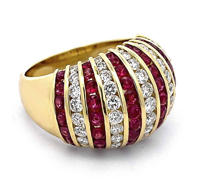 Estate 1.86ct Diamond 2.67ct Ruby Gold Ring