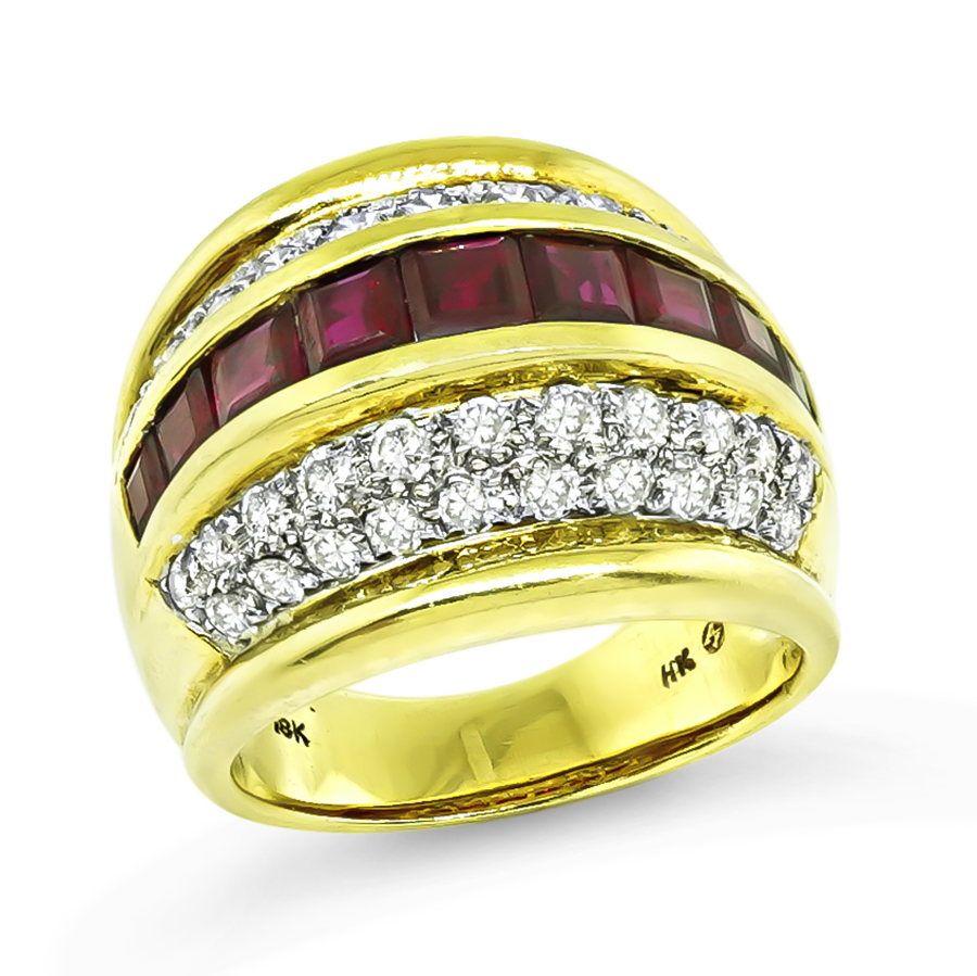 Estate 1.80ct Burma Ruby 1.25ct Diamond Gold Ring