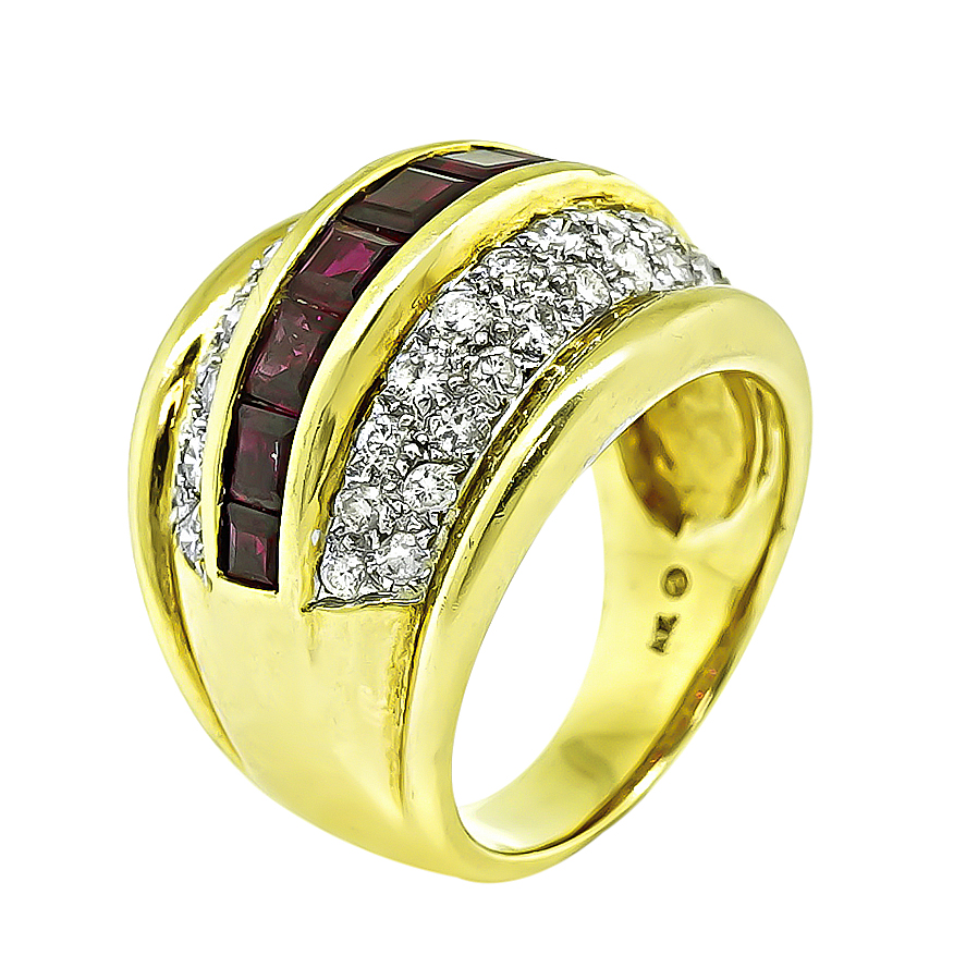 Estate 1.80ct Burma Ruby 1.25ct Diamond Gold Ring