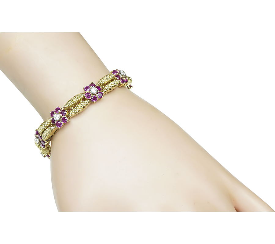 Estate 5.00ct Ruby 0.70ct Diamond Gold Bracelet