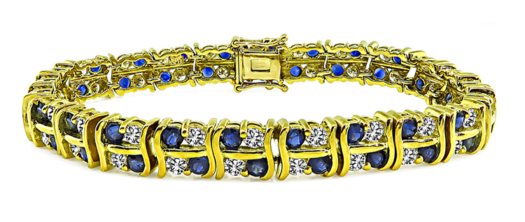 Estate 3.75ct Diamond 3.25ct Sapphire Gold Bracelet