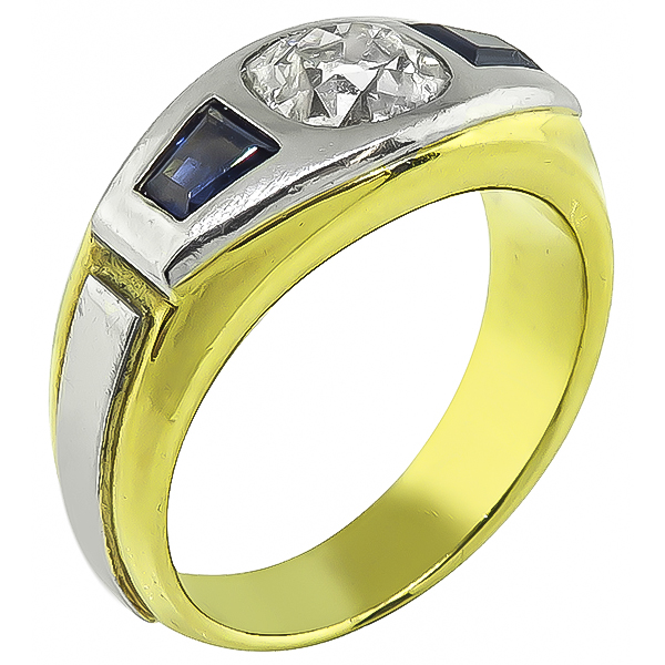 Estate 1.15ct Diamond Sapphire Ring