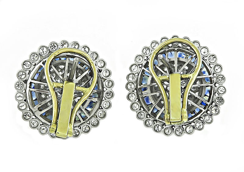 Estate 3.00ct Diamond 1.20ct Sapphire Earrings
