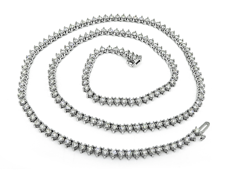 Estate 12.75ct Diamond Tennis Necklace