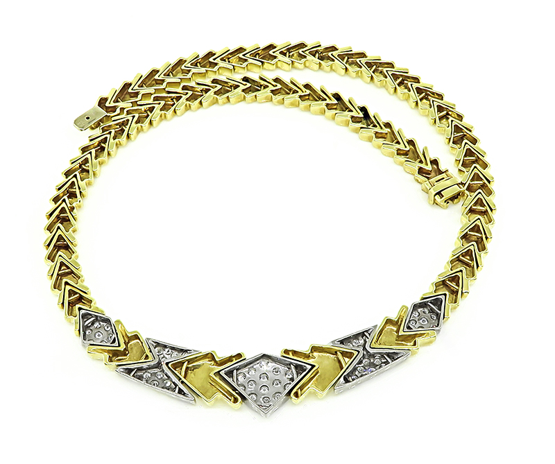 Estate 2.50ct Diamond Yellow and White Gold Necklace