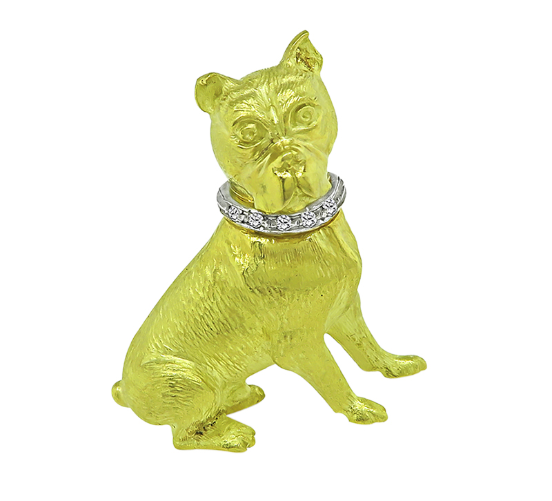 Estate Diamond Gold Dog Pin