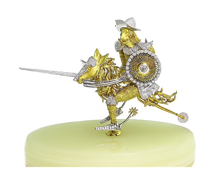 Estate Diamond Gold Don Quijote Pin / Statuette