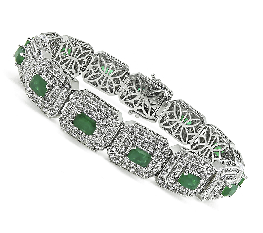 Estate 6.50ct Colombian Emerald 4.00ct Diamond Bracelet