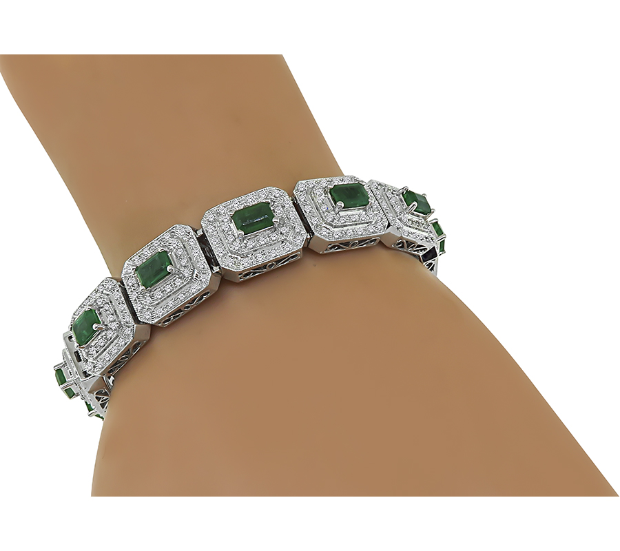 Estate 6.50ct Colombian Emerald 4.00ct Diamond Bracelet