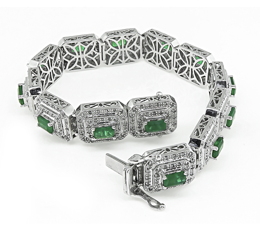 Estate 6.50ct Colombian Emerald 4.00ct Diamond Bracelet