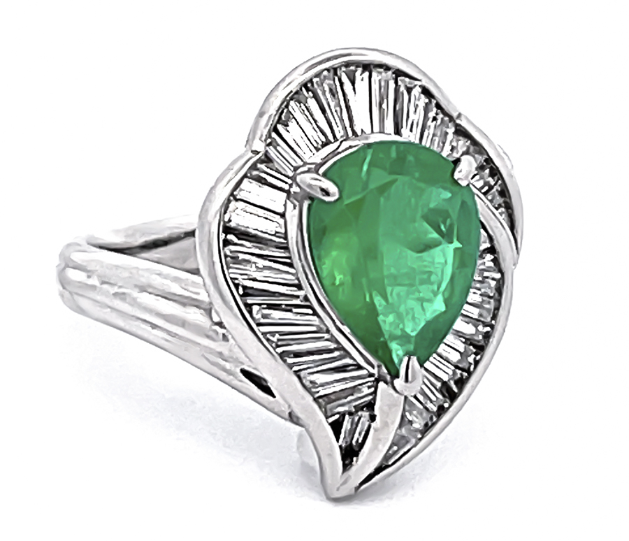 Estate 1.29ct Emerald 0.50ct Diamond Ring