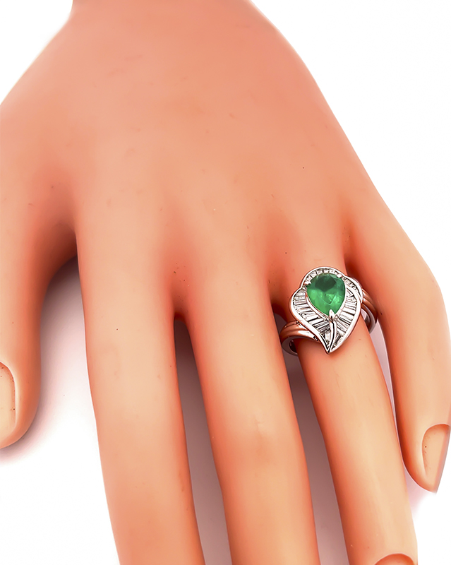 Estate 1.29ct Emerald 0.50ct Diamond Ring