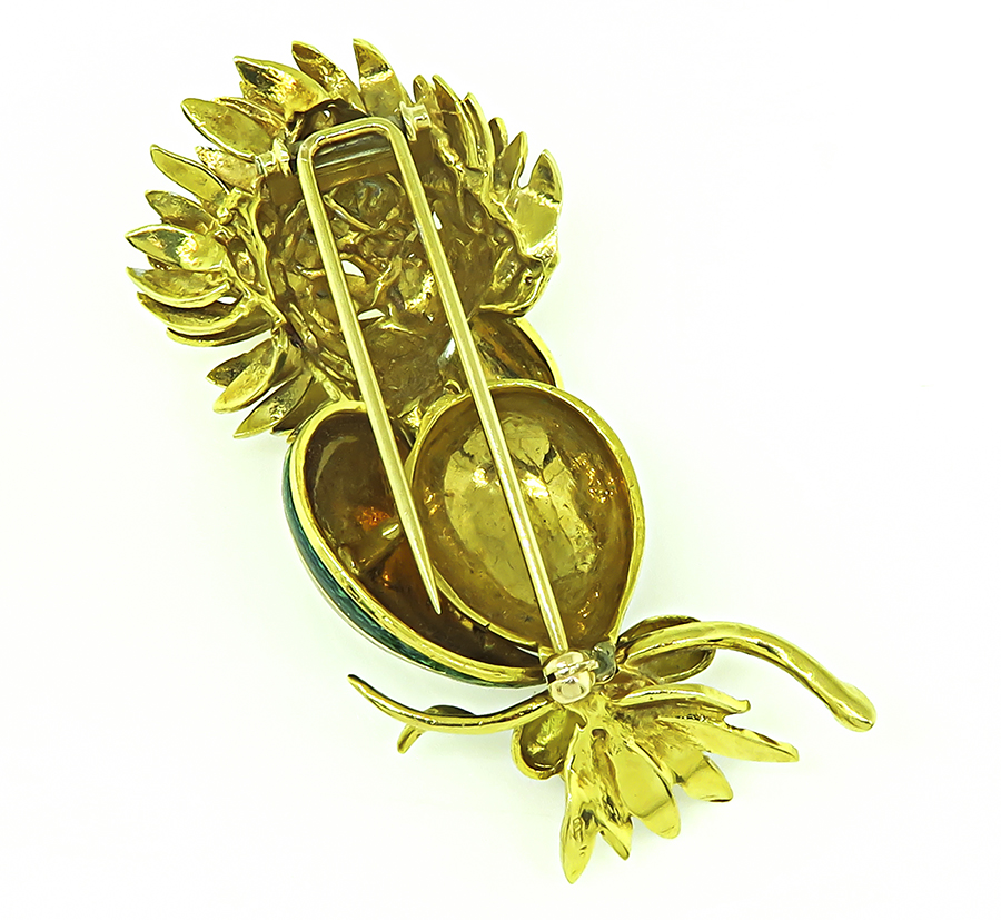 Vintage Enamel Gold Bird Pin