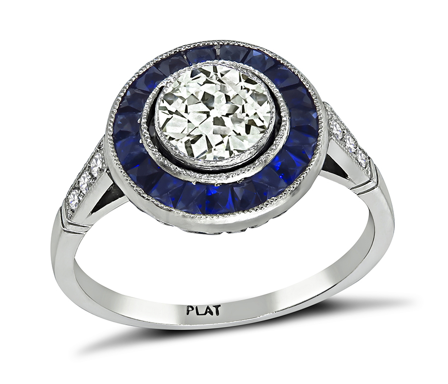 Estate GIA Certified 0.71ct Diamond Halo Engagement Ring