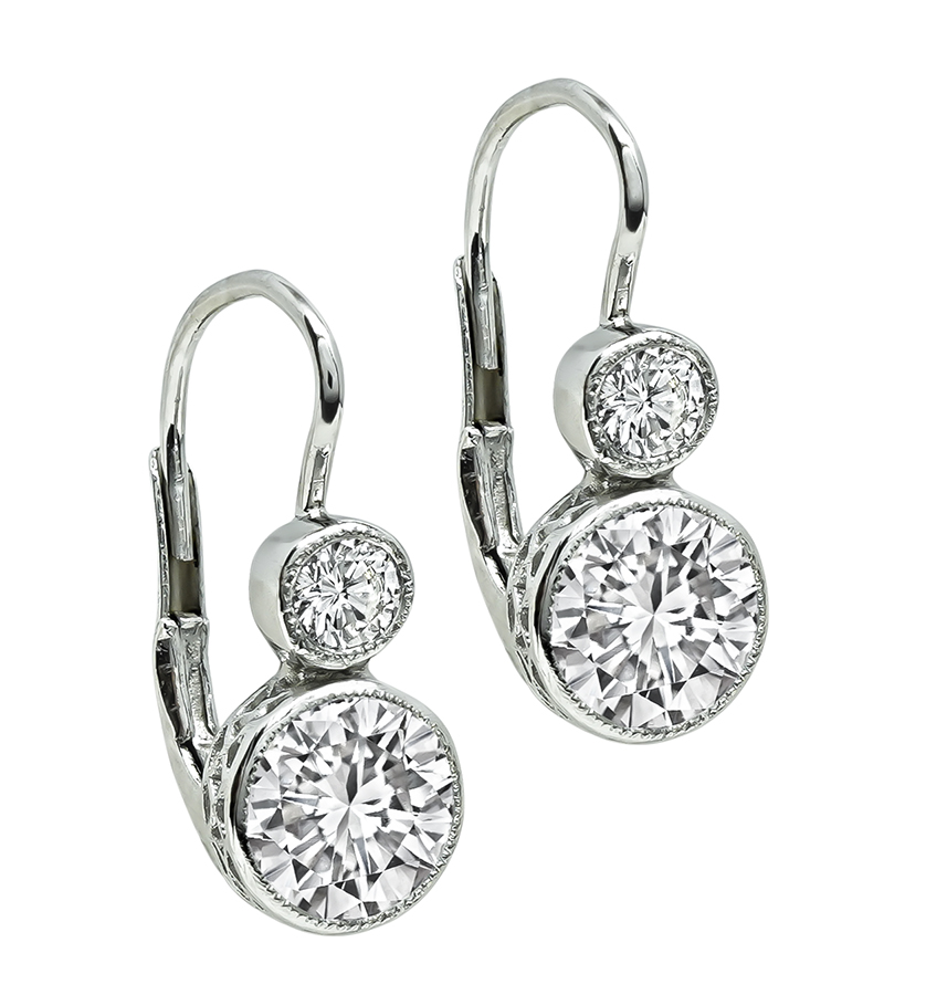 Estate GIA Certified 1.68ct Diamond Earrings