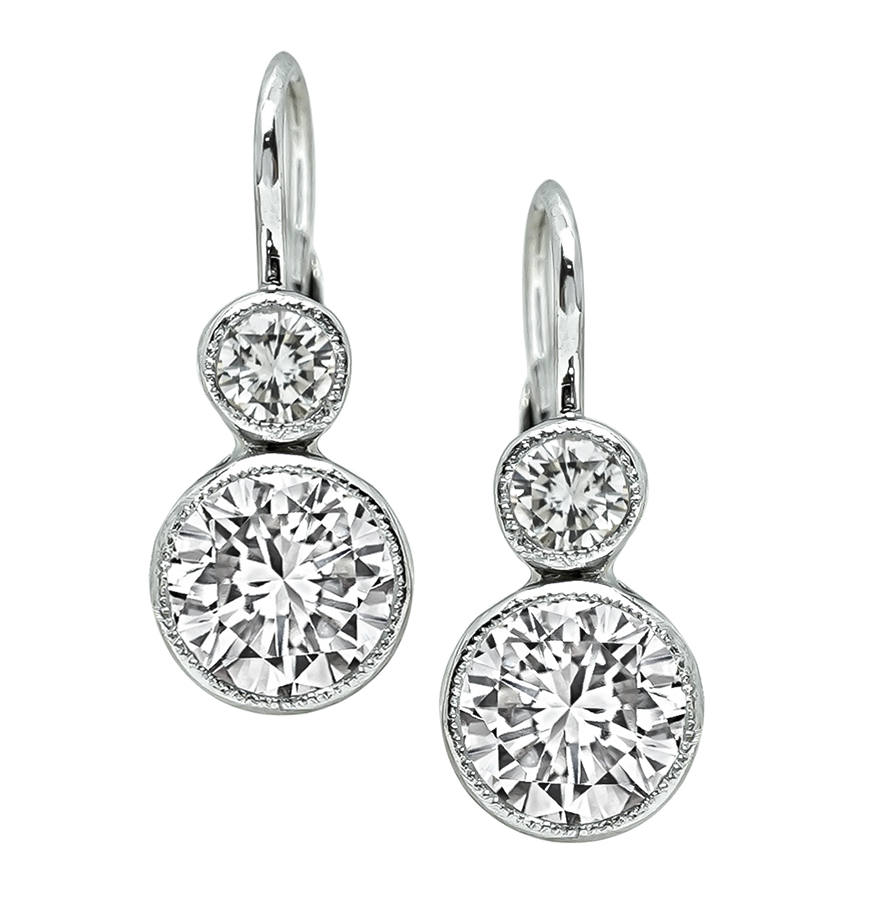 Estate GIA Certified 1.68ct Diamond Earrings