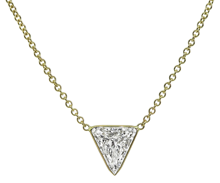 Estate GIA Certified 1.04ct Diamond Pendant Necklace