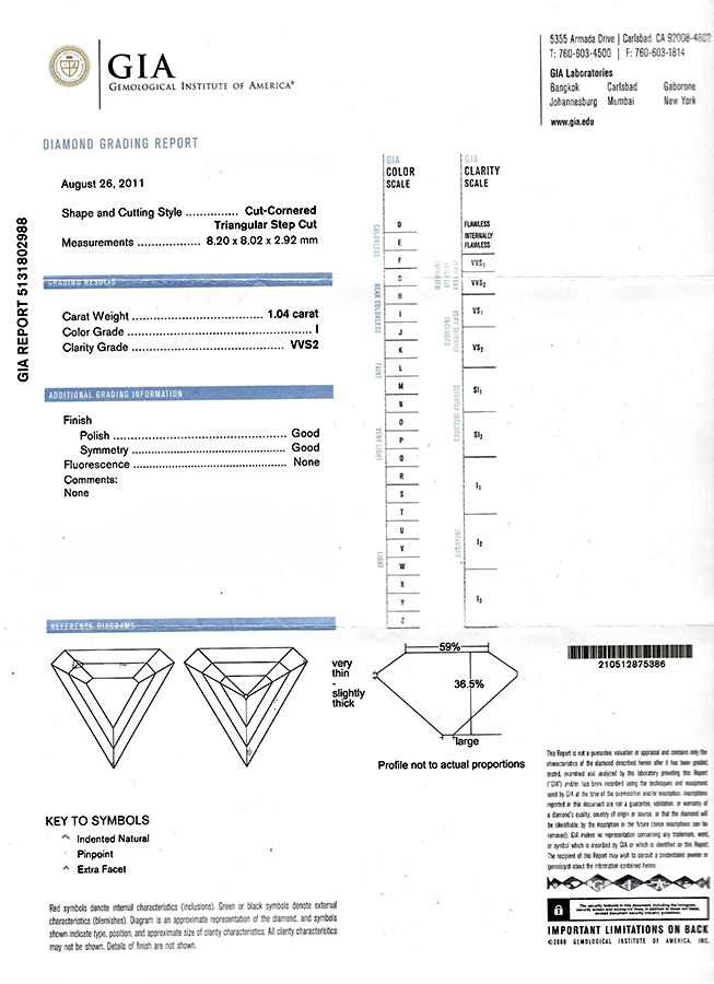 Estate GIA Certified 1.04ct Diamond Pendant Necklace