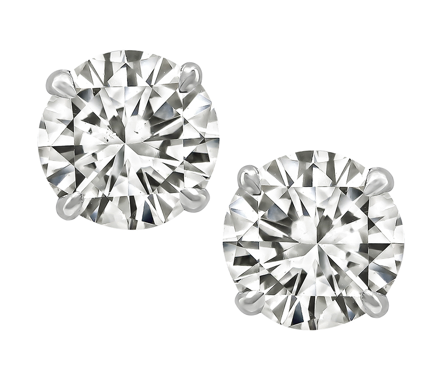 Estate GIA 1.05ct and 1.03ct Diamond Stud Earrings