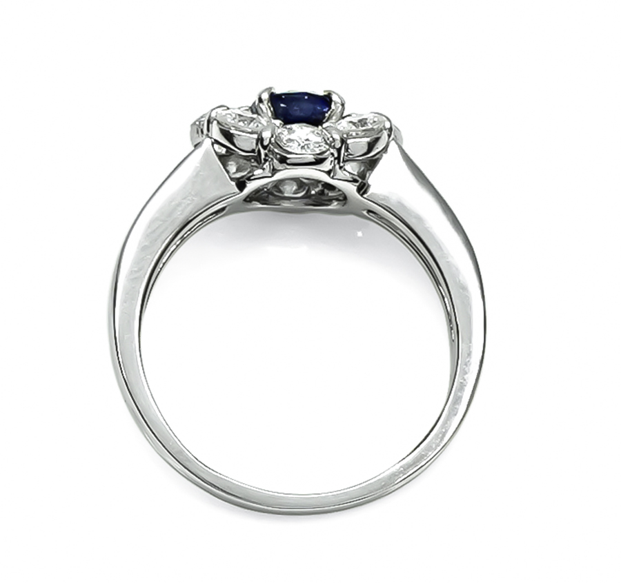 Estate GIA Certified 1.08ct Sapphire 1.46ct Diamond Engagement Ring