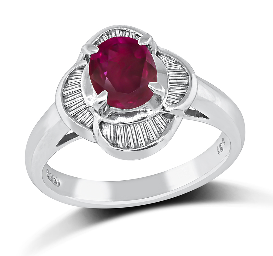 Estate GIA Certified 1.21ct Burma Ruby Diamond Ring