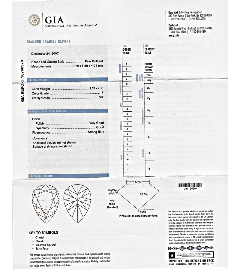 Estate GIA Certified 1.29ct Diamond Engagement Ring