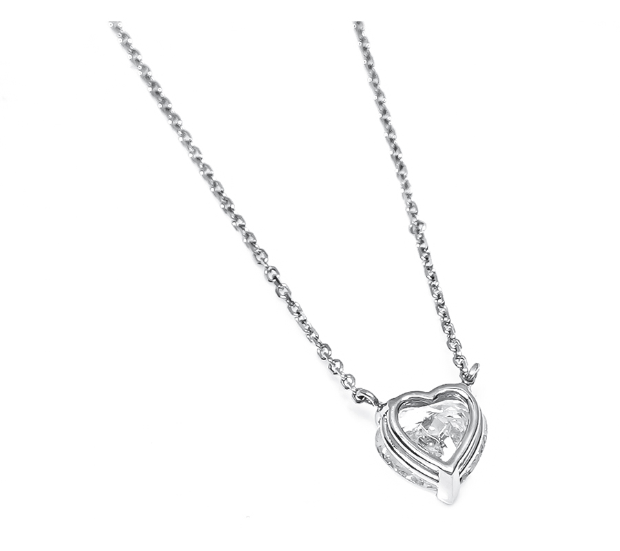 Estate GIA Certified 1.52ct Diamond Heart Pendant Necklace