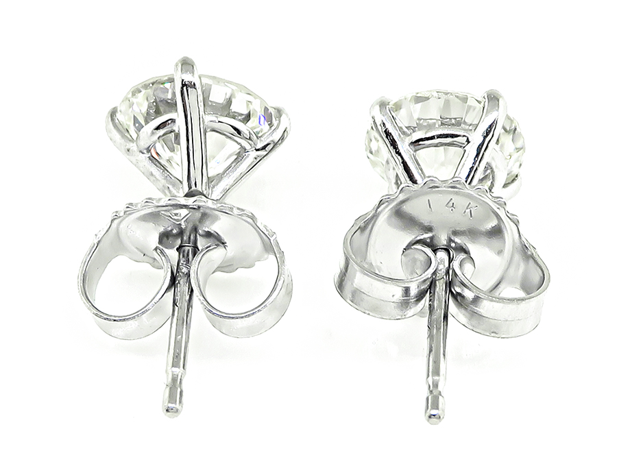 Estate GIA Certified 0.88ct and 0.87ct Diamond Stud Earrings