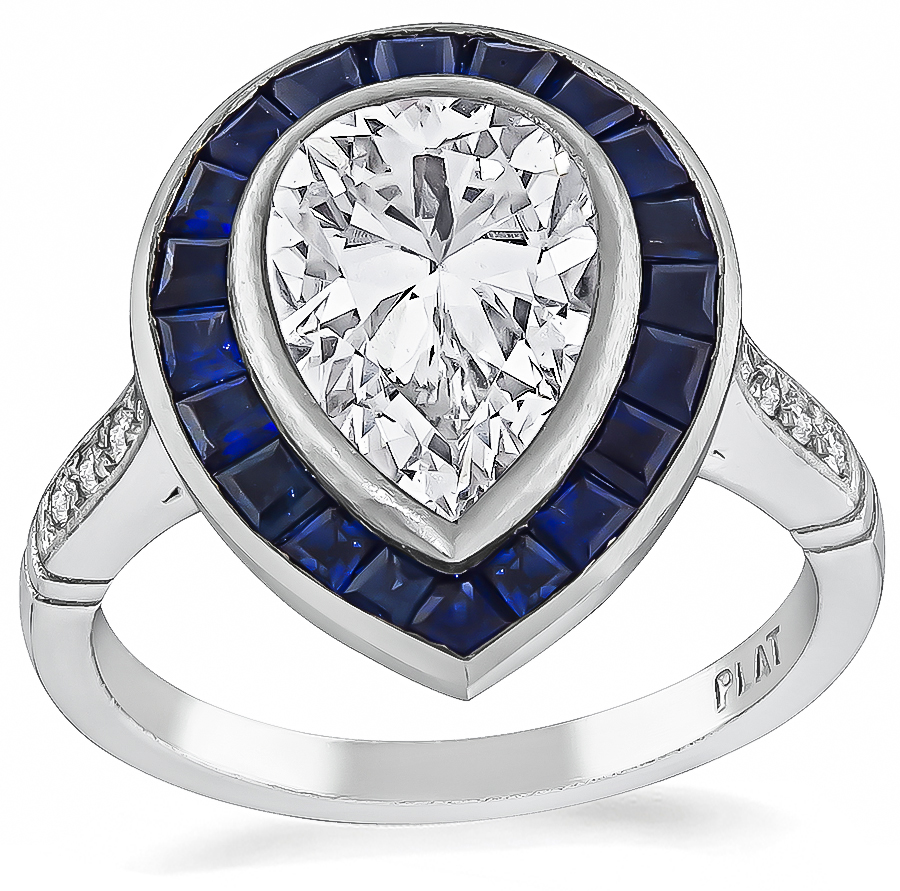 GIA Certified 1.83ct Diamond Sapphire Engagement Ring