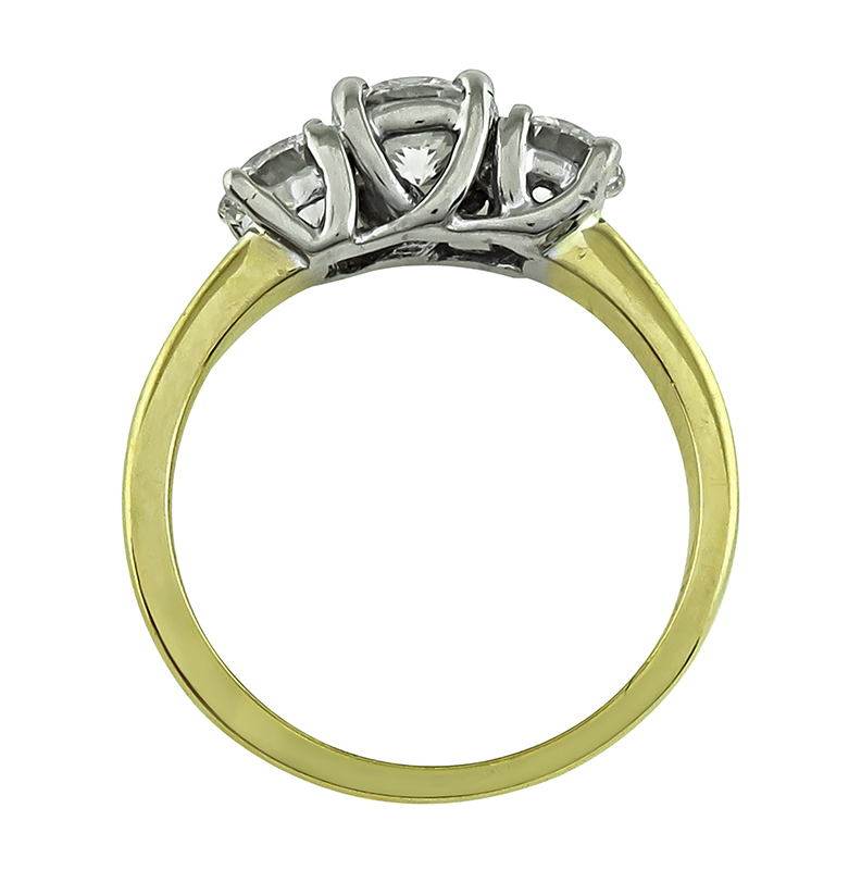 Estate GIA Certified 0.79ct Center Diamond 1.08ct Side Diamond Anniversary Ring