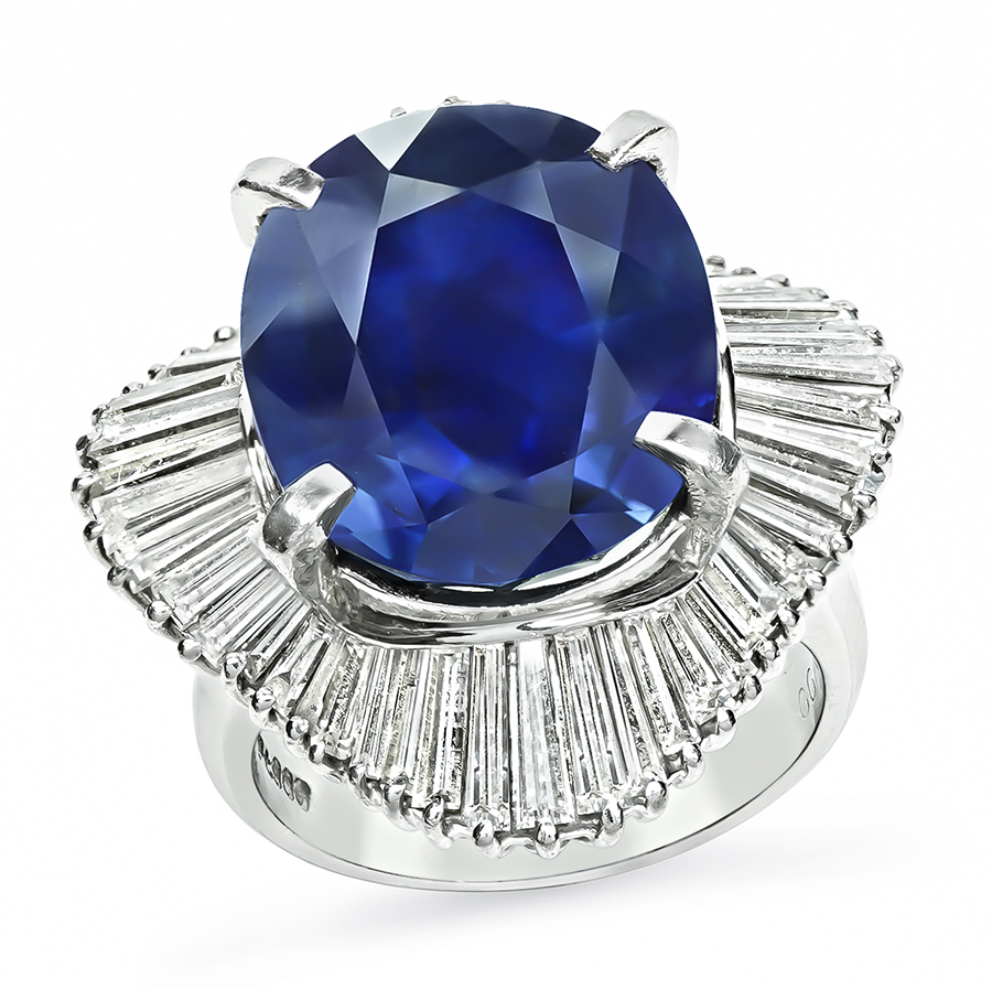 Estate GIA Certified 11.57ct Sapphire 1.90ct Diamond Ring